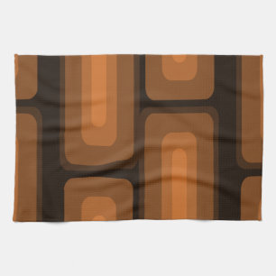 Mid Century Modern Long Rectangles Burnt Orange Tea Towel