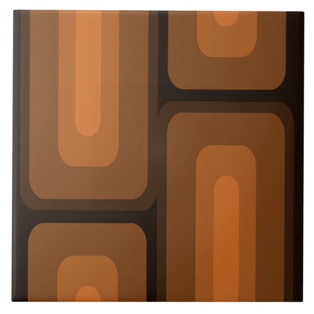 Mid Century Modern Long Rectangles Burnt Orange Tile (Front)