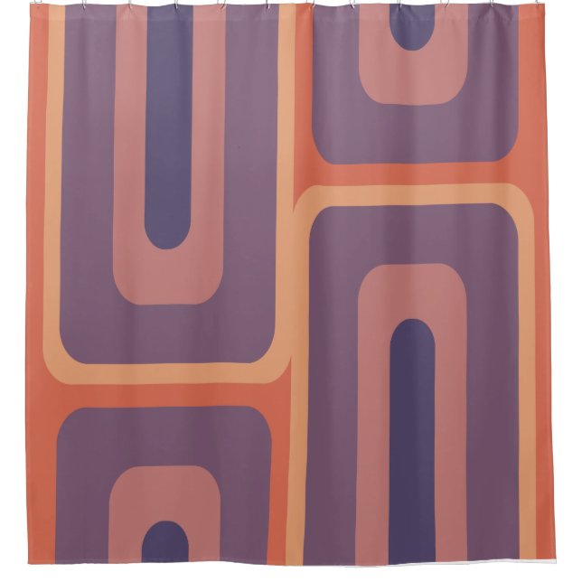 Mid Century Modern Long Rectangles Colourful 2 Shower Curtain (Front)