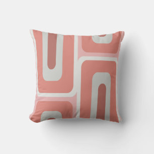 Mid Century Modern Long Rectangles Salmon Pink Cushion