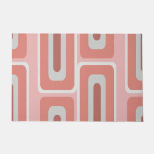 Mid Century Modern Long Rectangles Salmon Pink Doormat