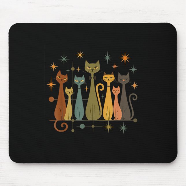 Mid-century Modern Look Atomic Age 50s 60s Cat Shi Mouse Mat (Front)