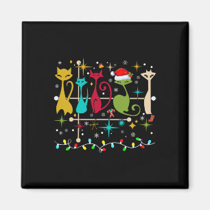 Mid Century Modern Look Cats Christmas Retro 50s 6 Magnet