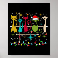Mid Century Modern Look Cats Christmas Retro 50s 6
