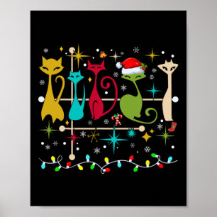Mid Century Modern Look Cats Christmas Retro 50s 6 Poster