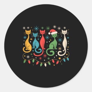 Mid Century Modern Look Cats Xmas Retro 50s 60s Classic Round Sticker
