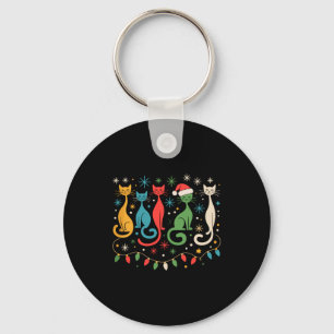 Mid Century Modern Look Cats Xmas Retro 50s 60s Key Ring