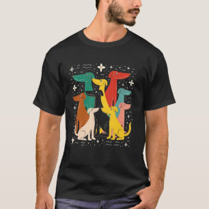 Mid Century Modern Look Dogs 50s 60s Style Vintage T-Shirt