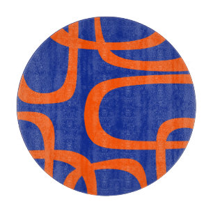 Mid Century Modern Loop Pattern Bold Blue Orange Cutting Board