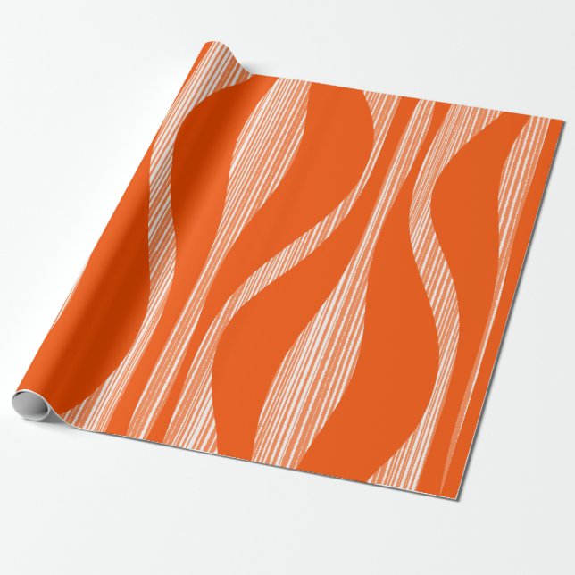 Mid Century Modern Lounge Pattern Orange Wrapping Paper (Unrolled)