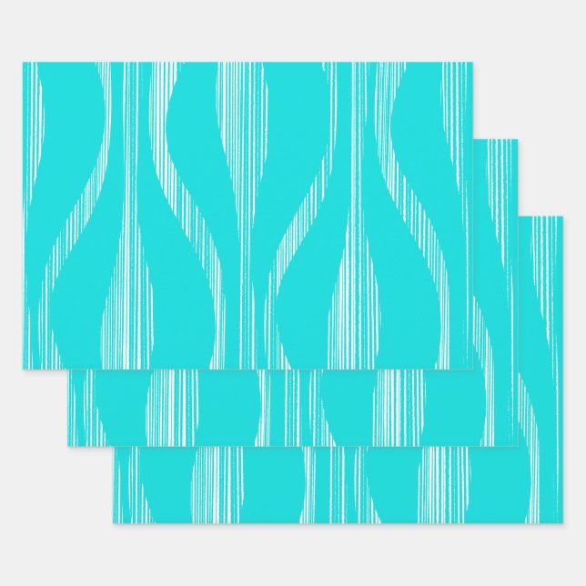 Mid Century Modern Lounge Pattern Turquoise Wrapping Paper Sheet (Set)