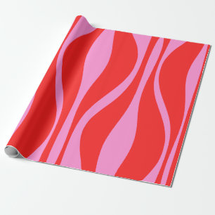 Mid Century Modern Lounge Preppy Pink and Red Wrapping Paper