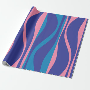 Mid Century Modern Lounge Vibrant Blue and Pink Wrapping Paper