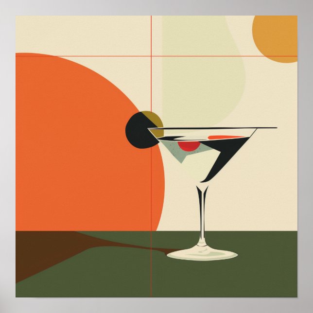 "Mid-Century Modern Martini" Art Print. Poster (Front)