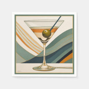 Mid Century Modern Martini Cocktail Hour Napkin