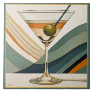 Mid Century Modern Martini Cocktail Hour Tile