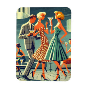 Mid Century Modern Martini Dance Cocktail Party Magnet