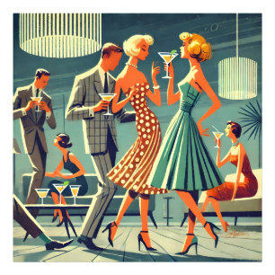Mid Century Modern Martini Dance Cocktail Party Photo Print