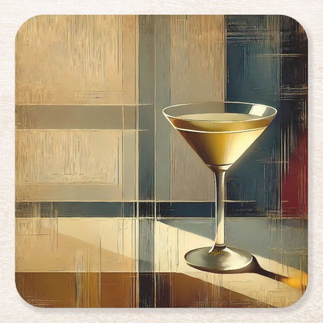 Mid Century Modern Martini in a Moonbeam Square Paper Coaster (Front)