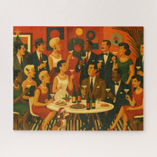 Mid Century Modern Martini Intellectuals Christmas Jigsaw Puzzle