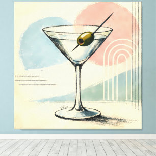 Mid Century Modern Martini Pastel Minimalist Art Canvas Print