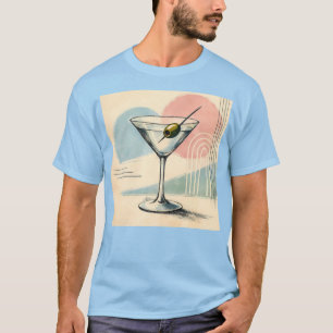 Mid Century Modern Martini Pastel Minimalist Art T-Shirt