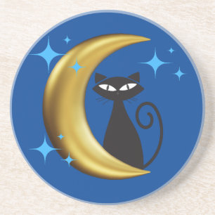 Mid Century Modern MCM Retro Atomic Black Cat  Coaster