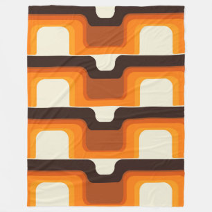 Mid-Century Modern Meets 1970s Orange Fleece Blanket