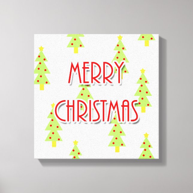 mid century modern merry christmas tree retro canvas print (Front)