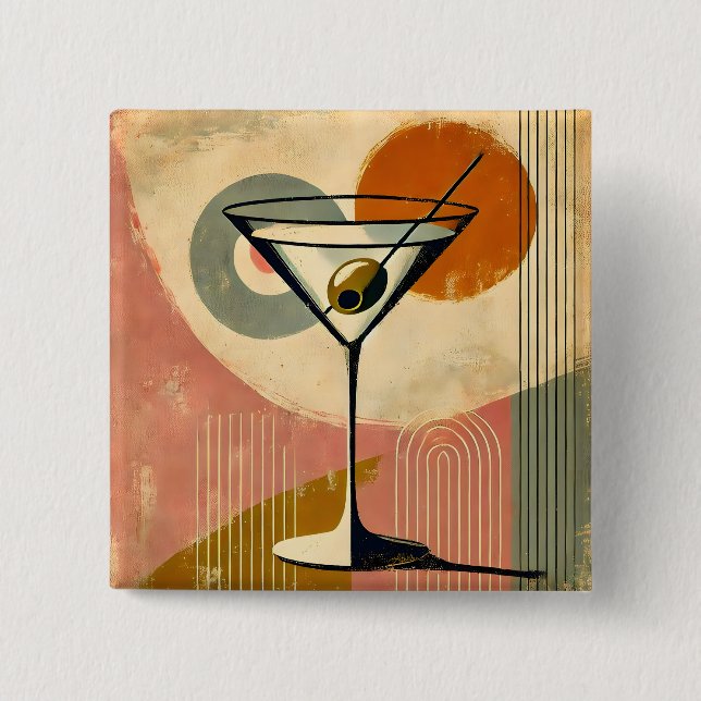 Mid Century Modern Minimalist Art Martini 15 Cm Square Badge (Front)