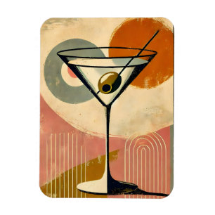 Mid Century Modern Minimalist Art Martini Magnet