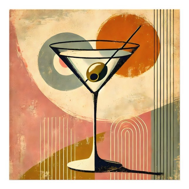 Mid Century Modern Minimalist Art Martini Photo Print (Front)