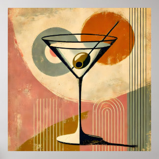 Mid Century Modern Minimalist Art Martini Poster