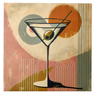 Mid Century Modern Minimalist Art Martini Tile