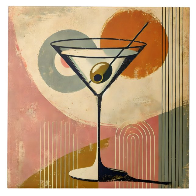 Mid Century Modern Minimalist Art Martini Tile (Front)