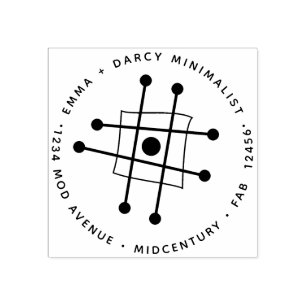 Mid-Century Modern Minimalist Atomic Cube MCM Rubber Stamp