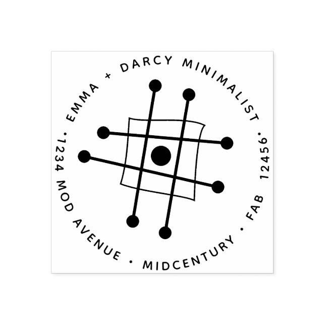 Mid-Century Modern Minimalist Atomic Cube MCM Rubber Stamp (Imprint)