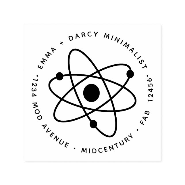 Mid-Century Modern Minimalist Atomic Molecule Self-inking Stamp (Design)