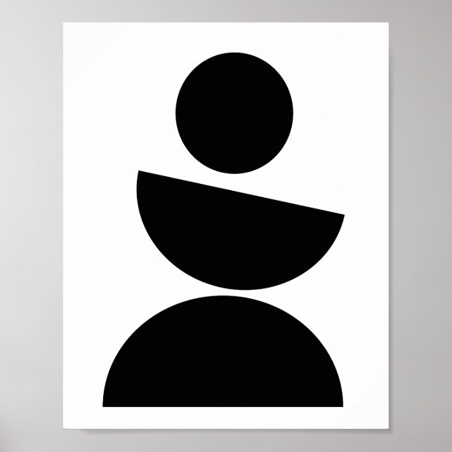 Mid Century Modern Minimalist Black Geometric Poster (Front)