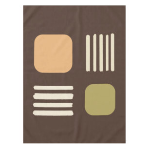 Mid Century Modern Minimalist Squares Lines Brown Tablecloth
