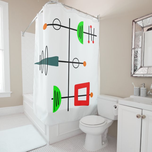 Mid Century Modern Mobile  Shower Curtain (In Situ)