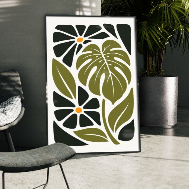 Mid Century Modern Monstera Botanical Poster (Creator Uploaded)