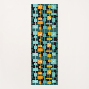 Mid Century Modern Multicolored Teal Yoga Mat