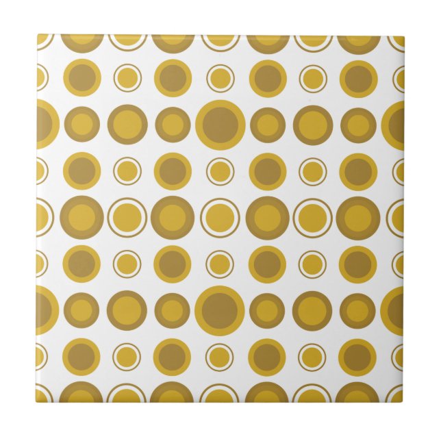 Mid-Century Modern Mustard Gold Geometric Pattern Tile (Front)