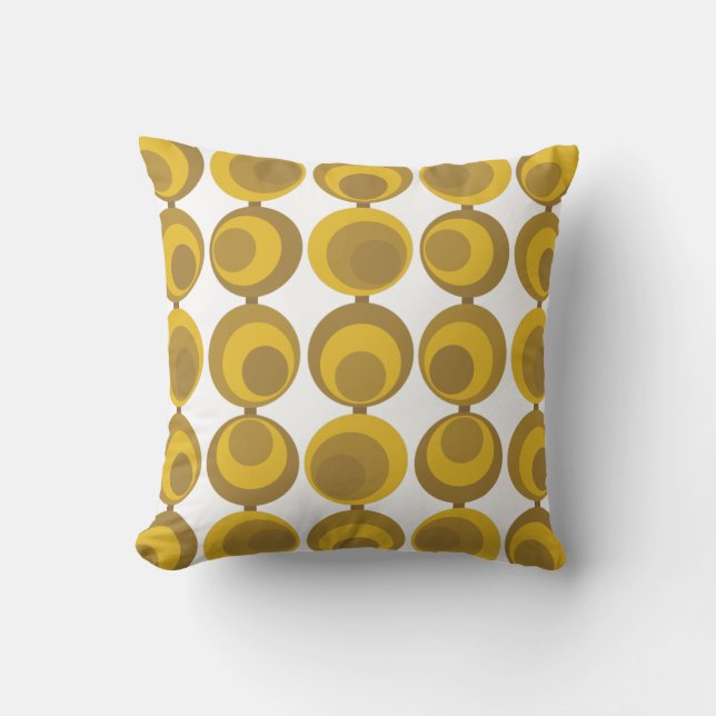 Mid-Century Modern Mustard Gold Retro Geo Pattern  Cushion (Front)