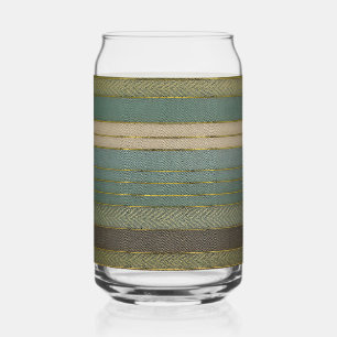 Mid Century Modern Muted Stripes Print Can Glass