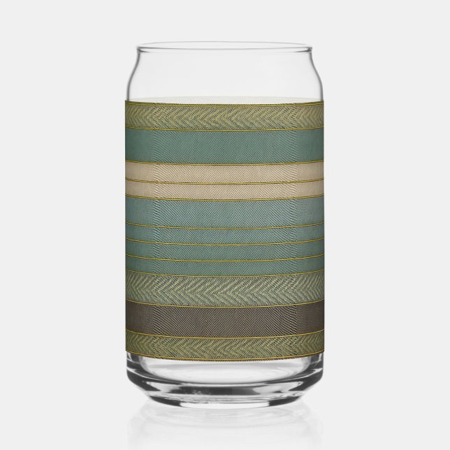 Mid Century Modern Muted Stripes Print Can Glass (Front)