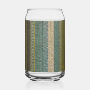 Mid Century Modern Muted Stripes Print Can Glass