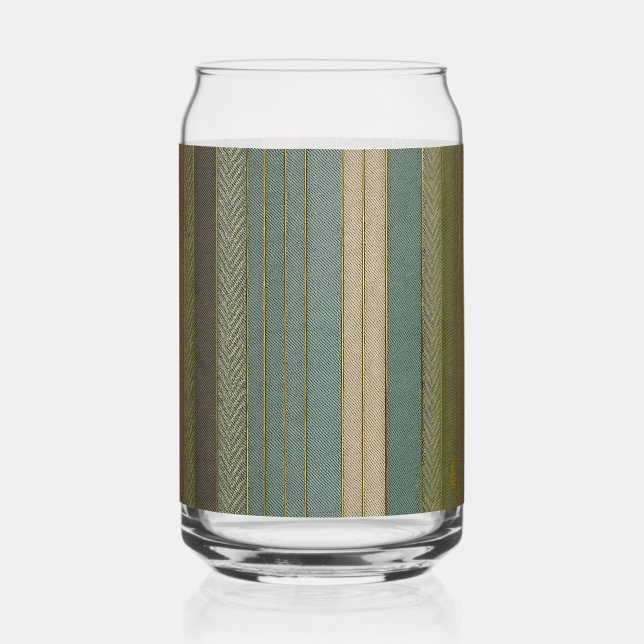 Mid Century Modern Muted Stripes Print Can Glass (Front)