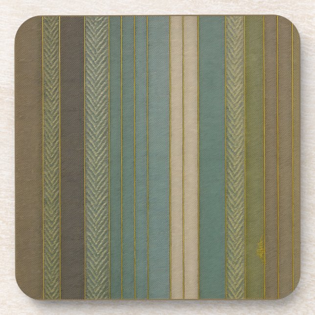 Mid Century Modern Muted Stripes Print Coaster (Front)